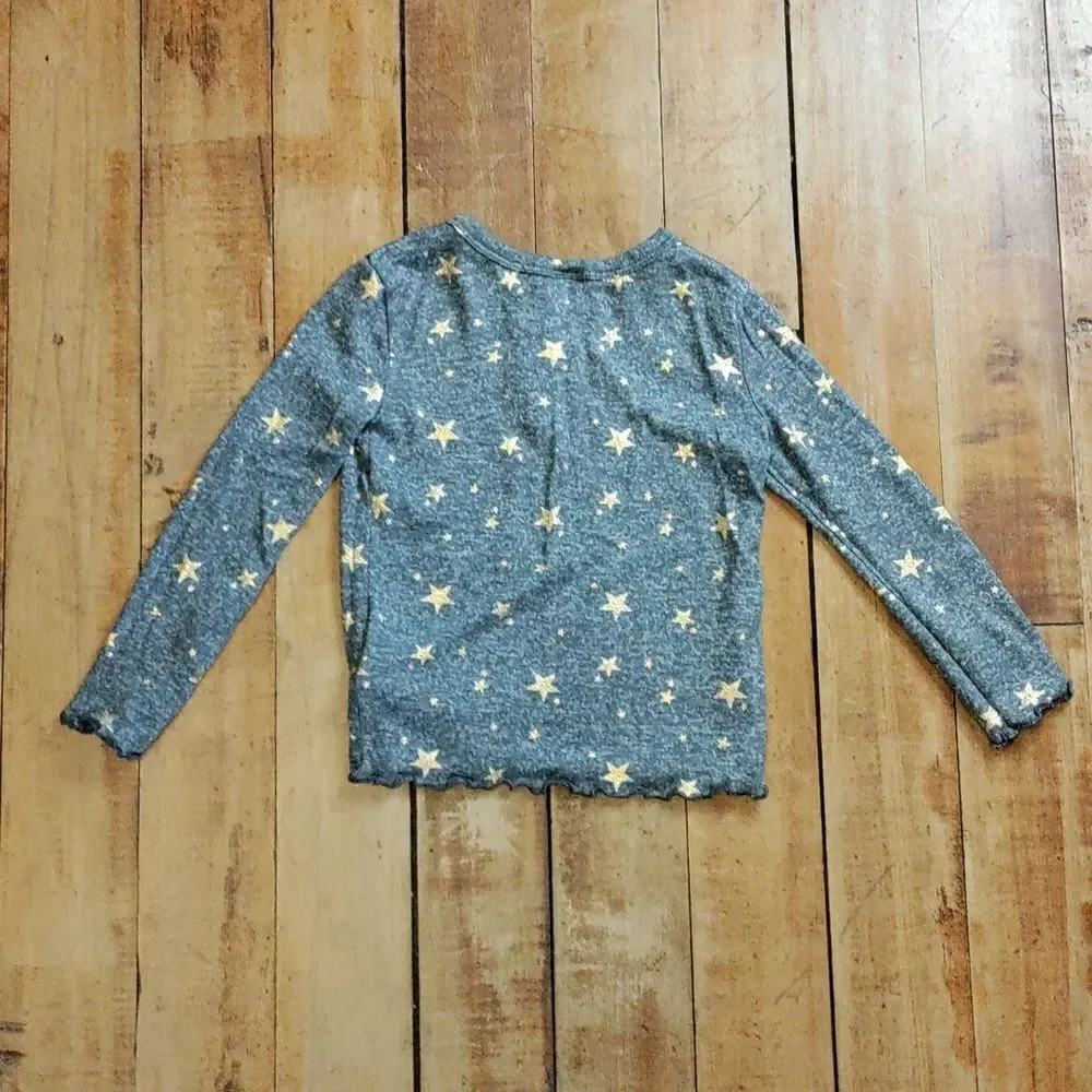 Old Navy shirt 3T long sleeve gray gold stars cotton spring neutral graphic tee